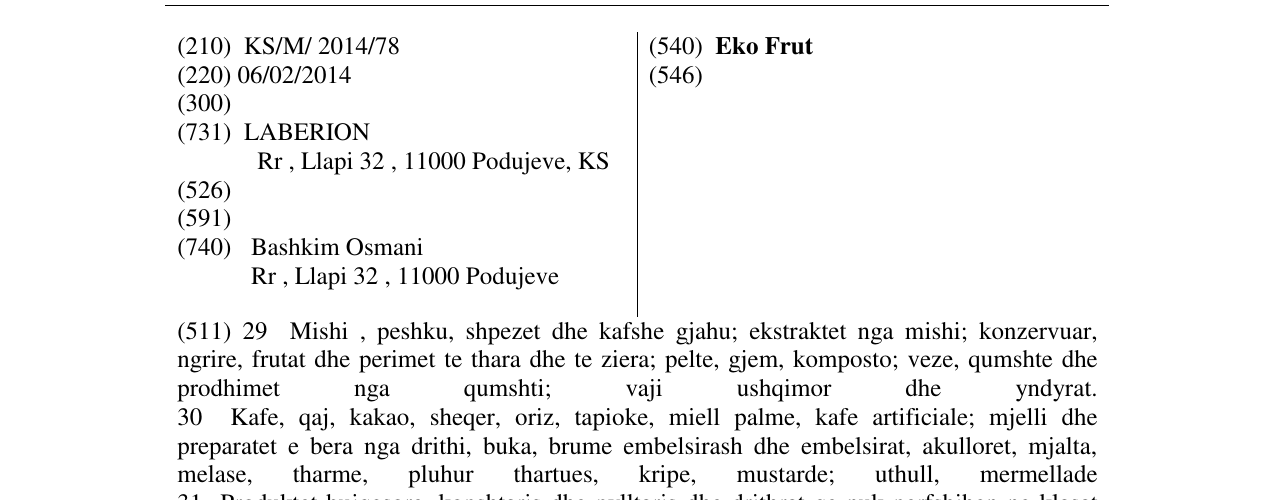 Zëri i markës Eko Frut në buletin