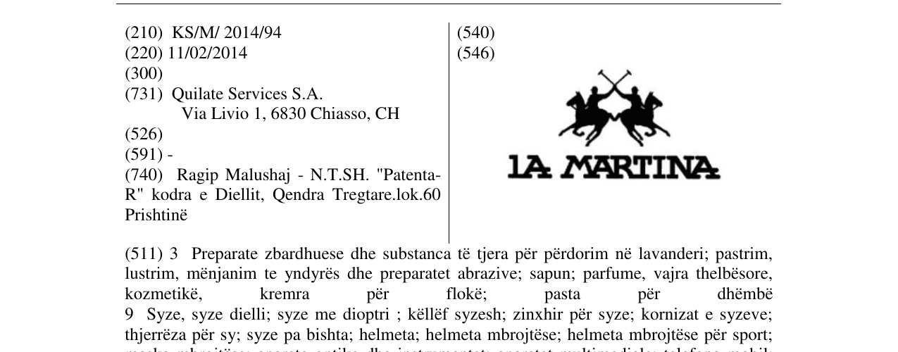 Zëri i markës La MARTINA në buletin