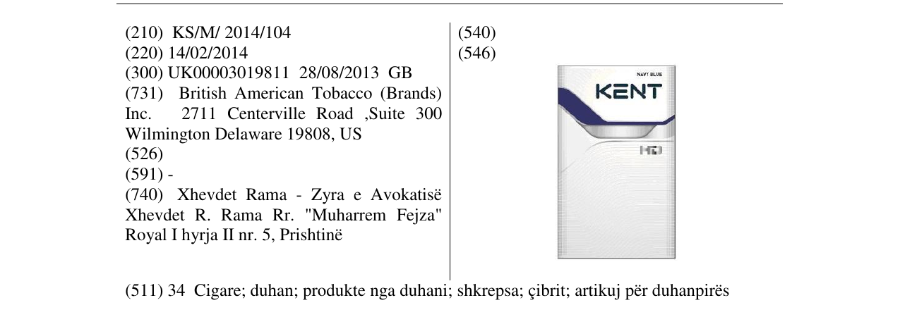 Zëri i markës Kent në buletin
