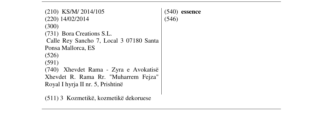 Zëri i markës essence në buletin