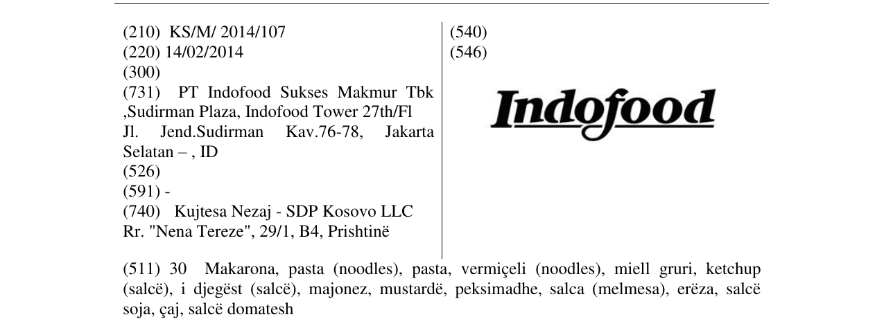 Zëri i markës Indofood në buletin