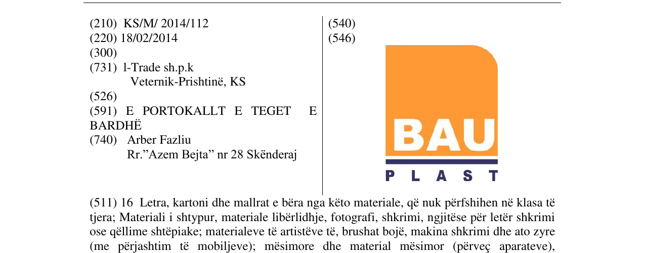 Zëri i markës BAU PLAST në buletin