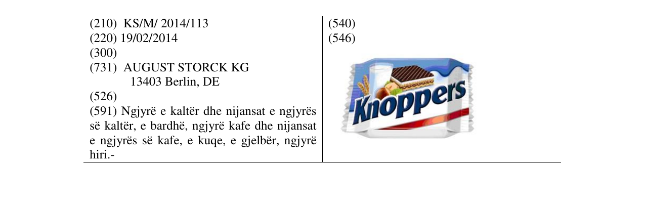Zëri i markës Knoppers në buletin