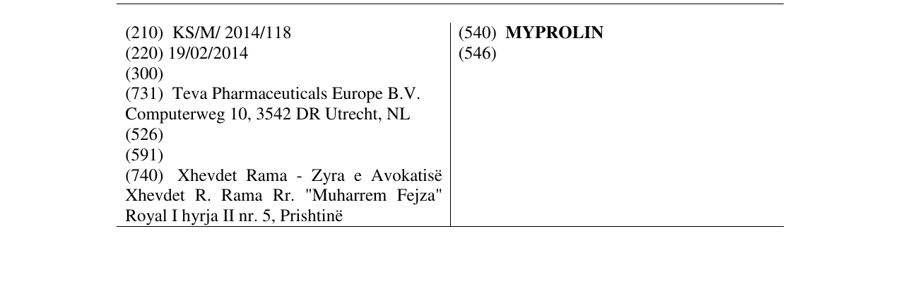 Zëri i markës MYPROLIN në buletin