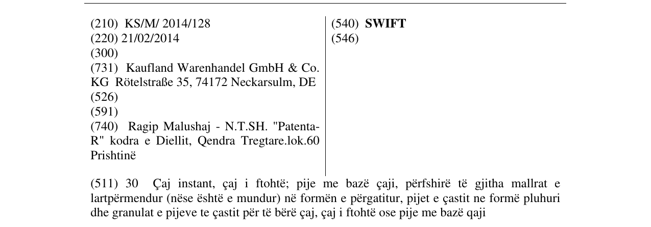Zëri i markës SWIFT në buletin