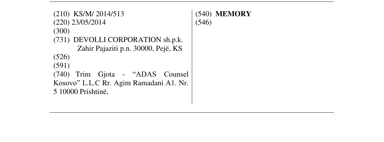 Zëri i markës MEMORY në buletin