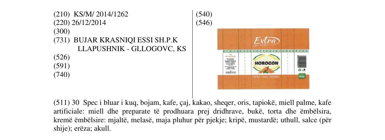 Zëri i markës HOROGON në buletin