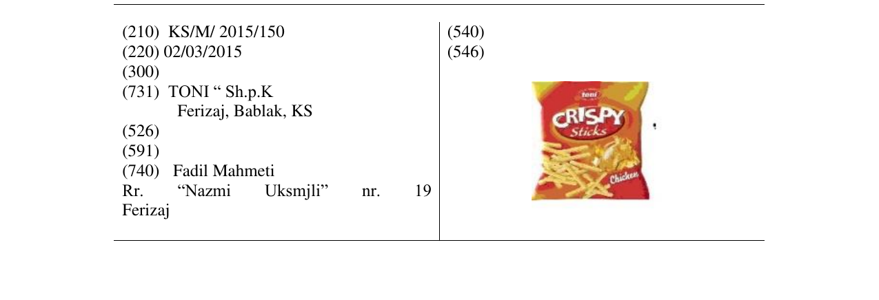 Zëri i markës CRISPY në buletin