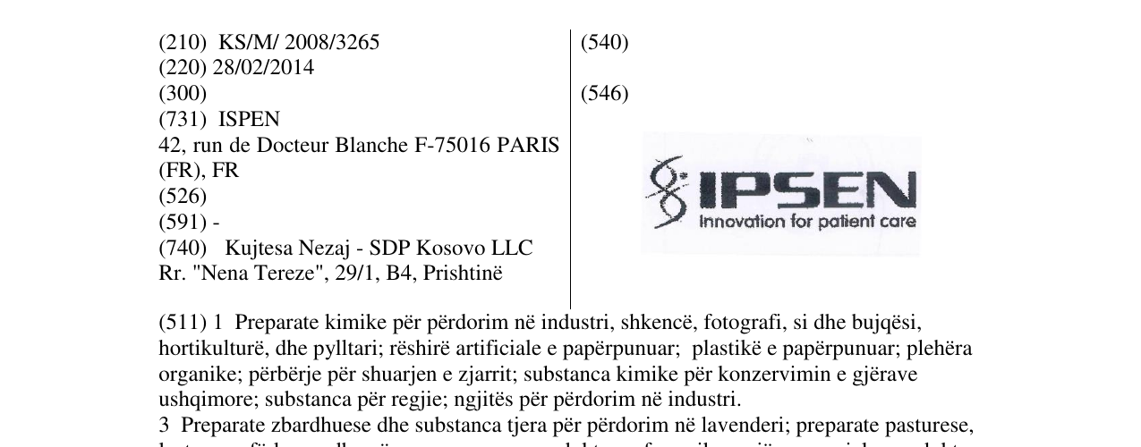 Zëri i markës IPSEN Innovation for patient care në buletin