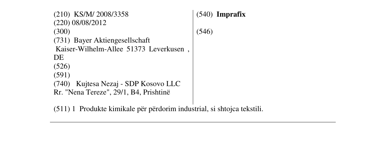 Zëri i markës Imprafix në buletin