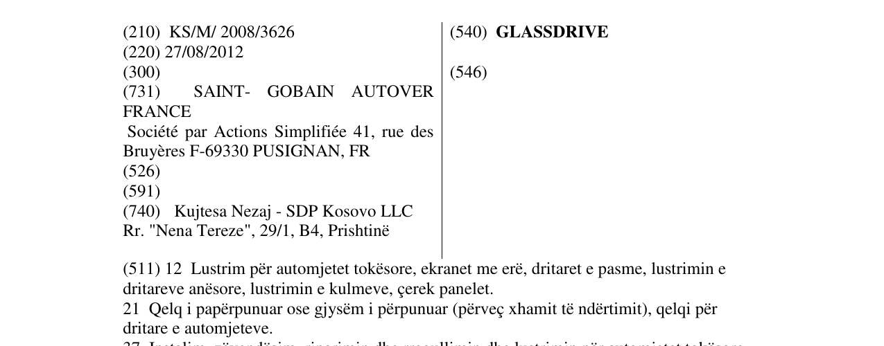 Zëri i markës GLASSDRIVE në buletin