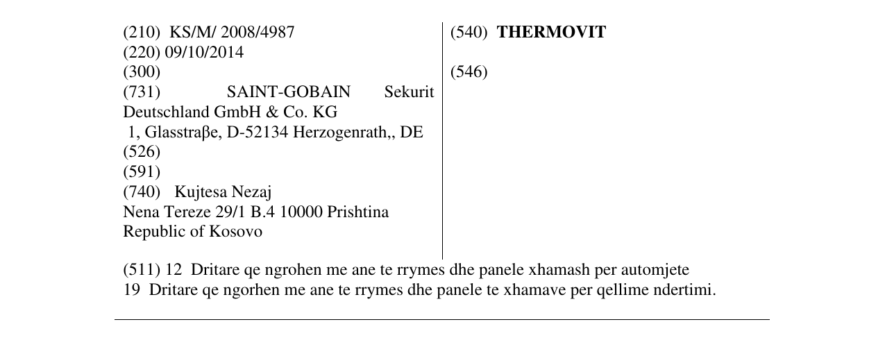 Zëri i markës THERMOVIT në buletin