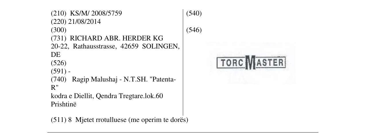 Zëri i markës TORCMASTER në buletin