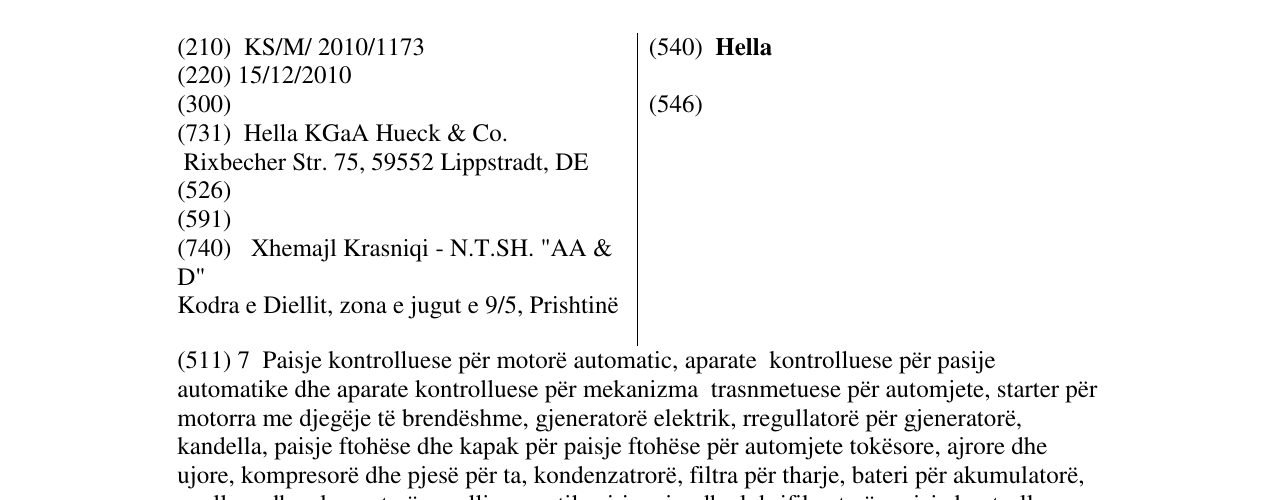 Zëri i markës Hella në buletin