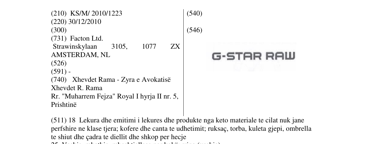 Zëri i markës G-STAR RAW në buletin