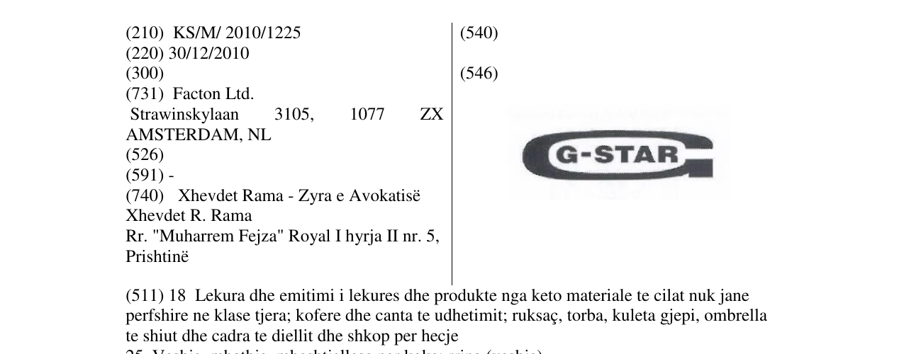 Zëri i markës G-STAR në buletin