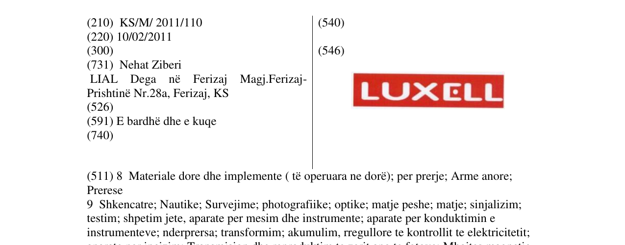 Zëri i markës LUXELL në buletin