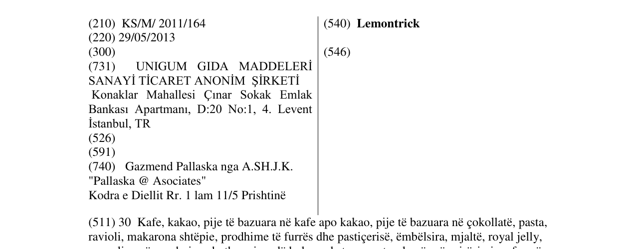 Zëri i markës Lemontrick në buletin
