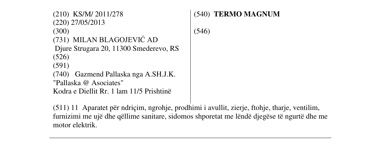Zëri i markës TERMO MAGNUM në buletin