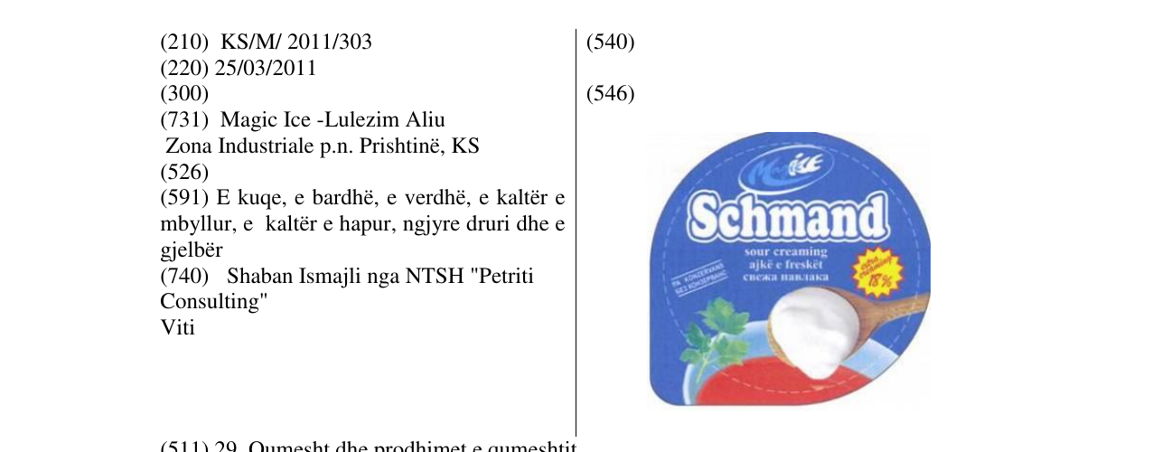 Zëri i markës MAGICE SCHMAND në buletin