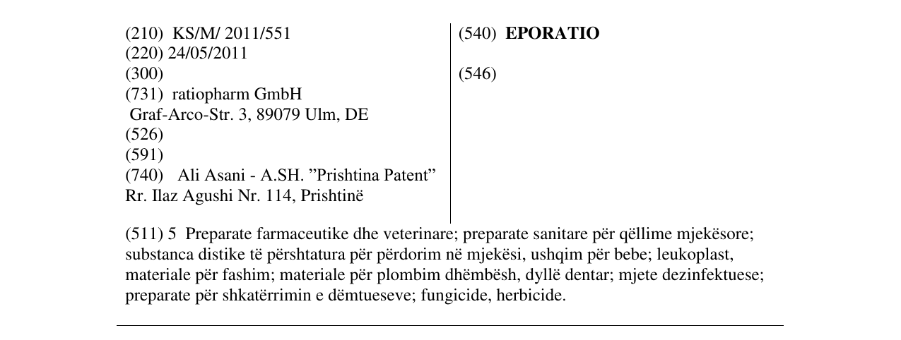 Zëri i markës EPORATIO në buletin