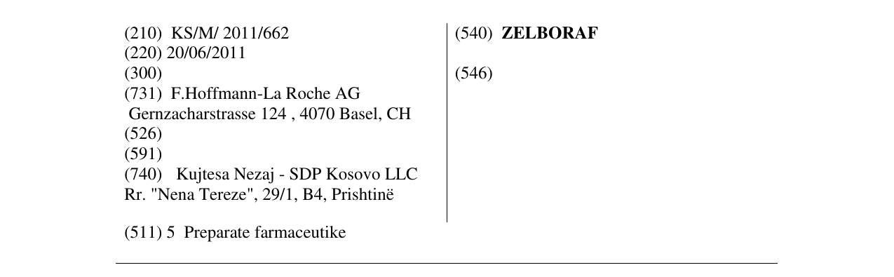 Zëri i markës ZELBORAF në buletin