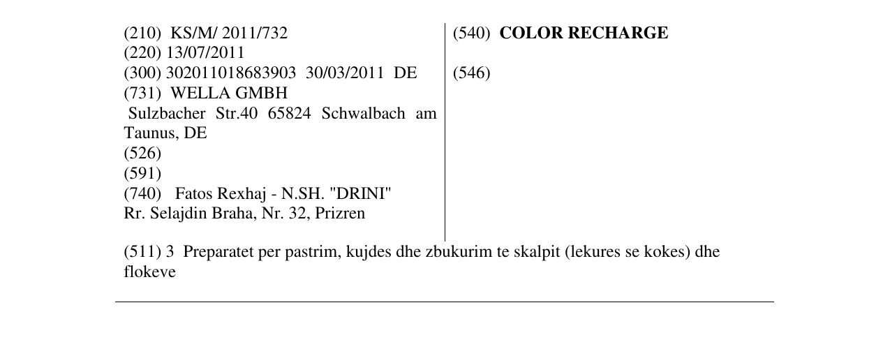 Zëri i markës COLOR RECHARGE në buletin