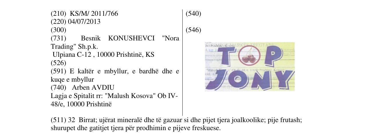 Zëri i markës TOP JONY në buletin