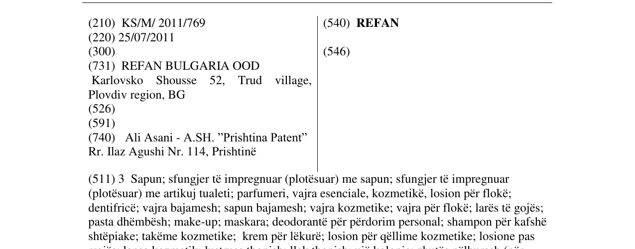 Zëri i markës REFAN në buletin