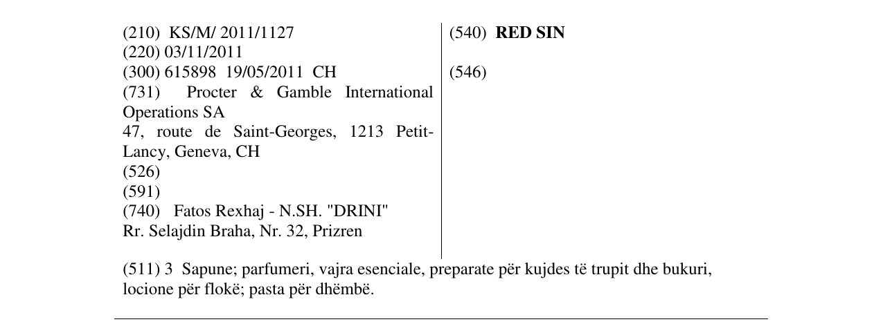 Zëri i markës RED SIN në buletin