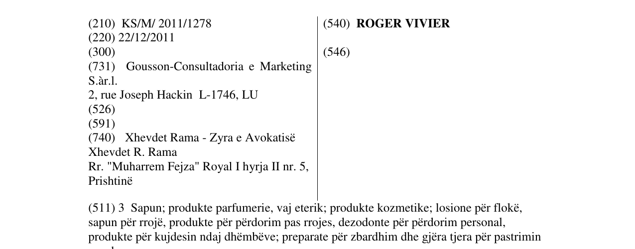 Zëri i markës ROGER VIVIER në buletin