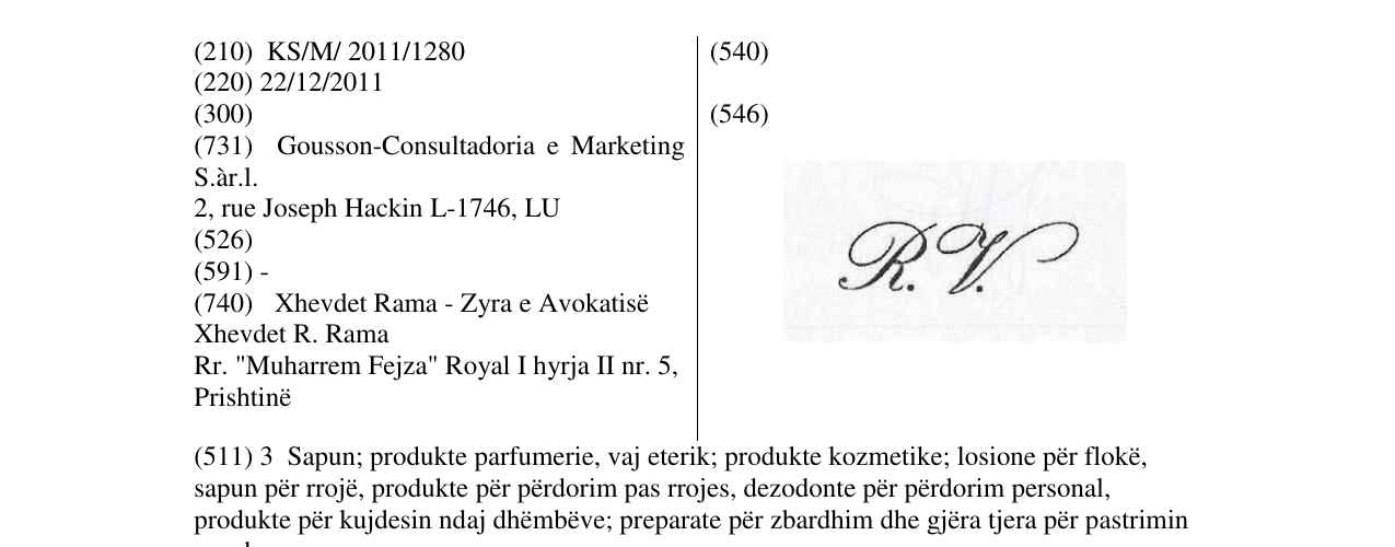 Zëri i markës R.V. në buletin