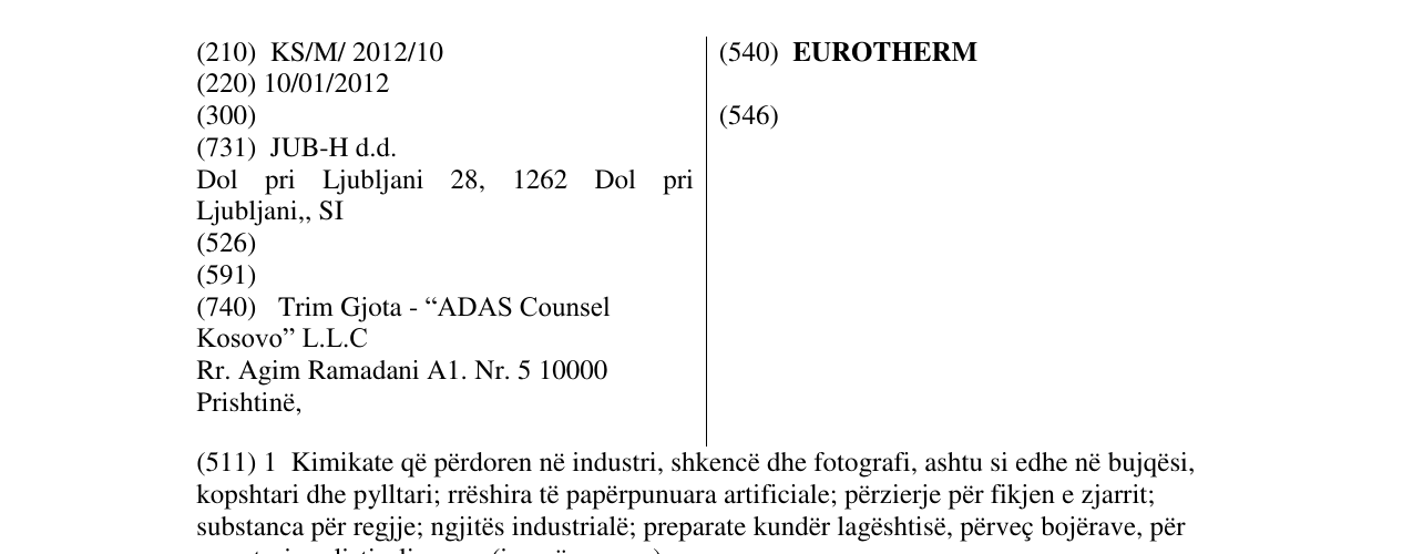 Zëri i markës EUROTHERM në buletin