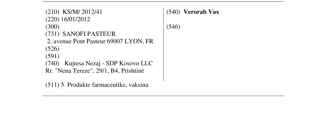 Zëri i markës Verorab Vax në buletin