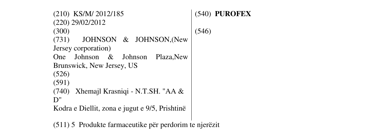 Zëri i markës PUROFEX në buletin