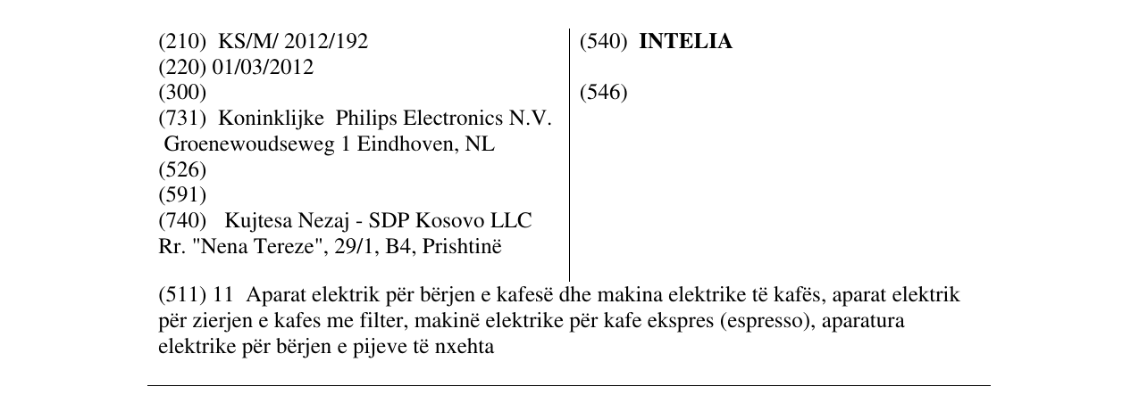 Zëri i markës INTELIA në buletin
