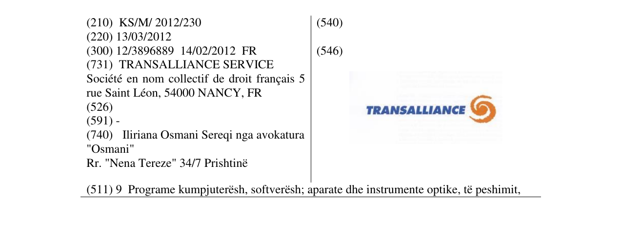 Zëri i markës TRANSALLIANCE në buletin