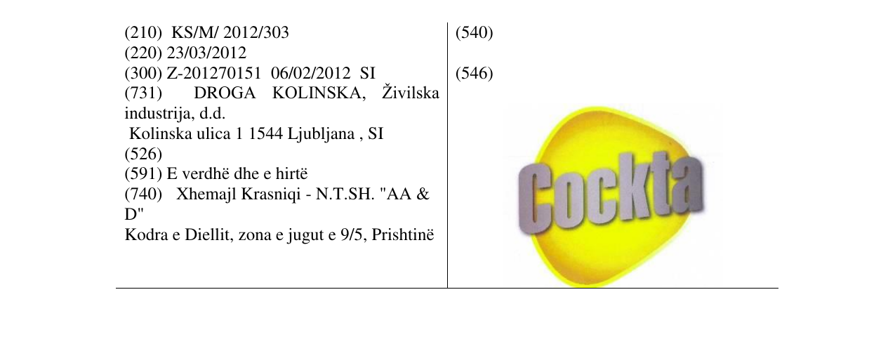 Zëri i markës Cockta në buletin