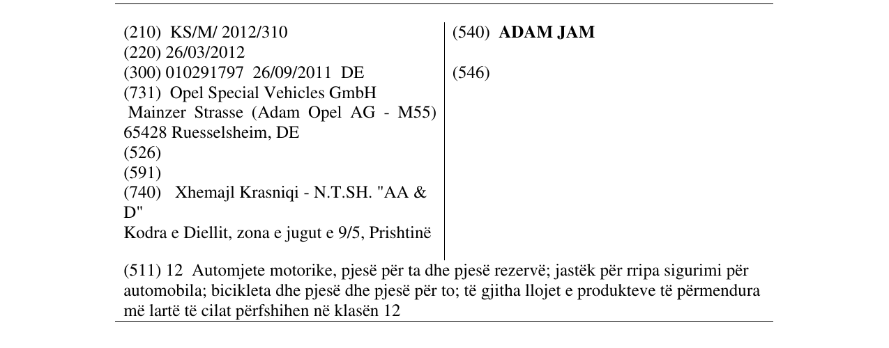 Zëri i markës ADAM JAM në buletin