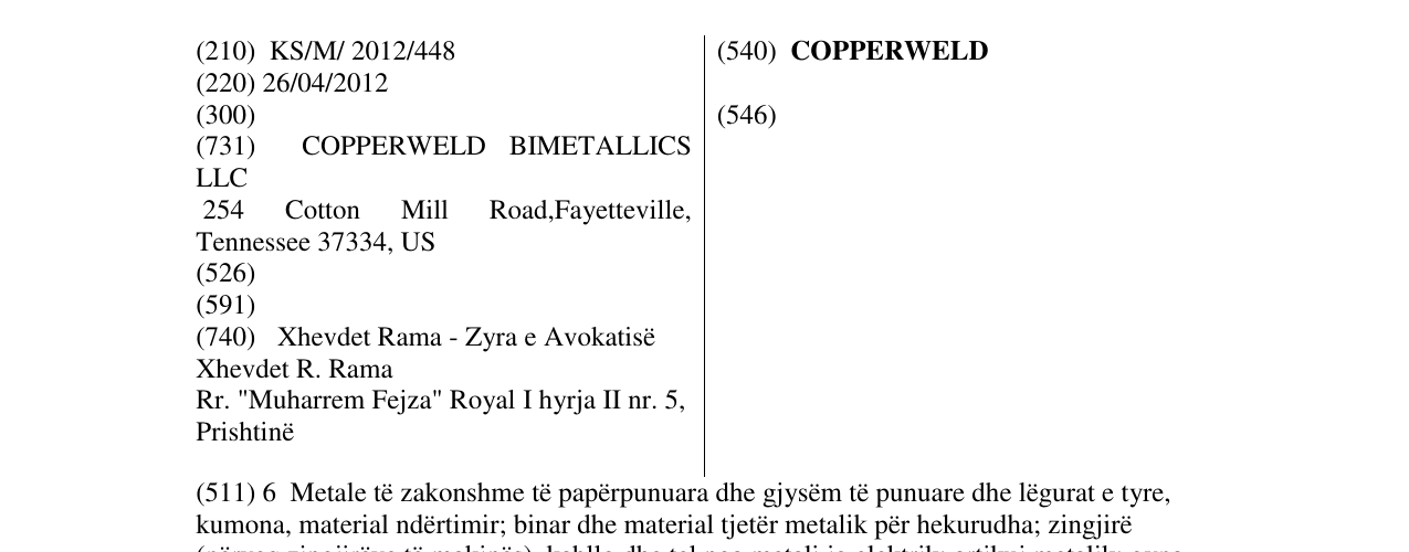 Zëri i markës COPPERWELD në buletin