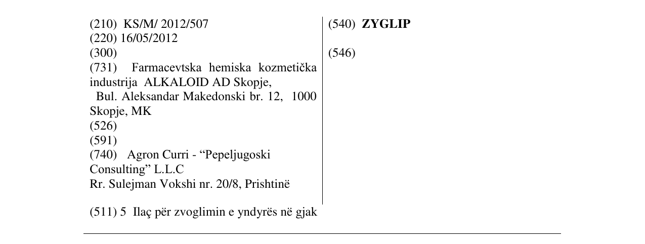 Zëri i markës ZYGLIP në buletin