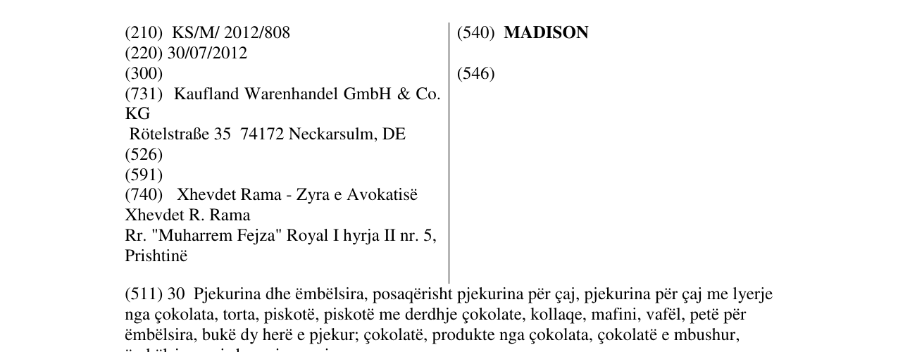 Zëri i markës MADISON në buletin