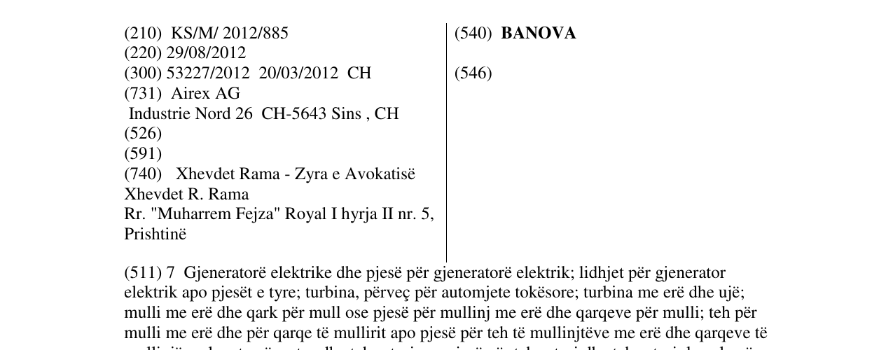 Zëri i markës BANOVA në buletin