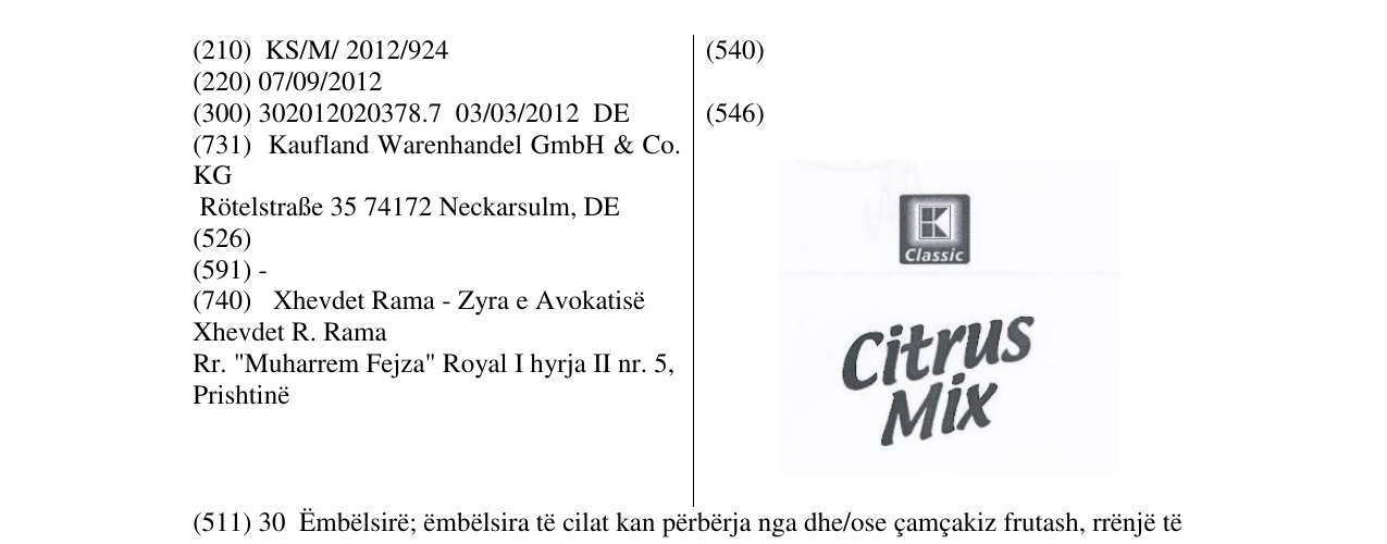 Zëri i markës Citrus Mix në buletin