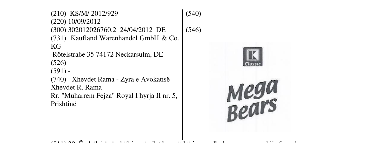 Zëri i markës Mega Bears në buletin