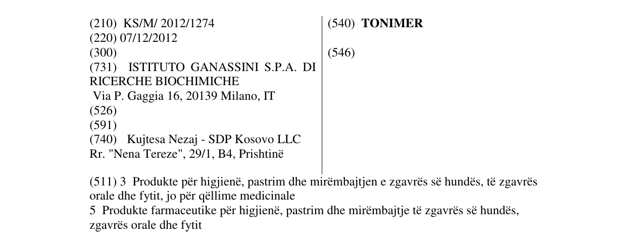 Zëri i markës TONIMER në buletin