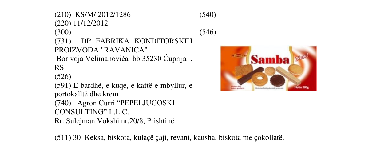 Zëri i markës Samba në buletin