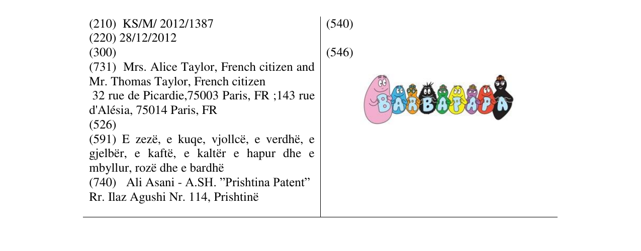 Zëri i markës BARBAPAPA në buletin