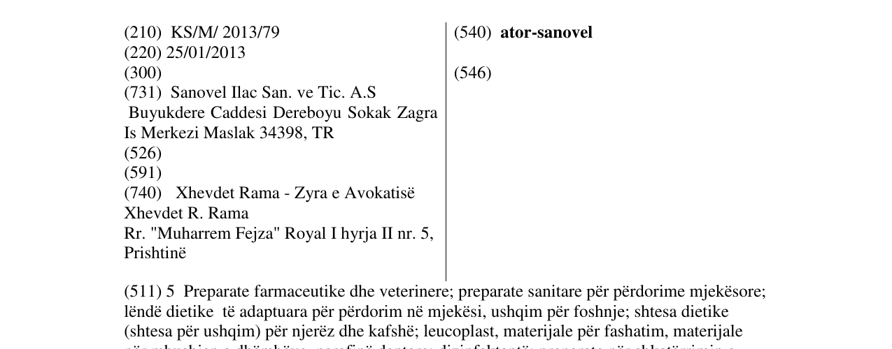 Zëri i markës ator-sanovel në buletin