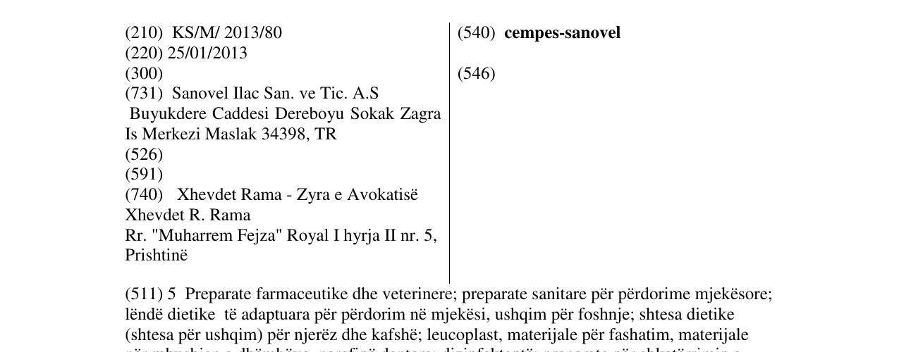 Zëri i markës cempes-sanovel në buletin